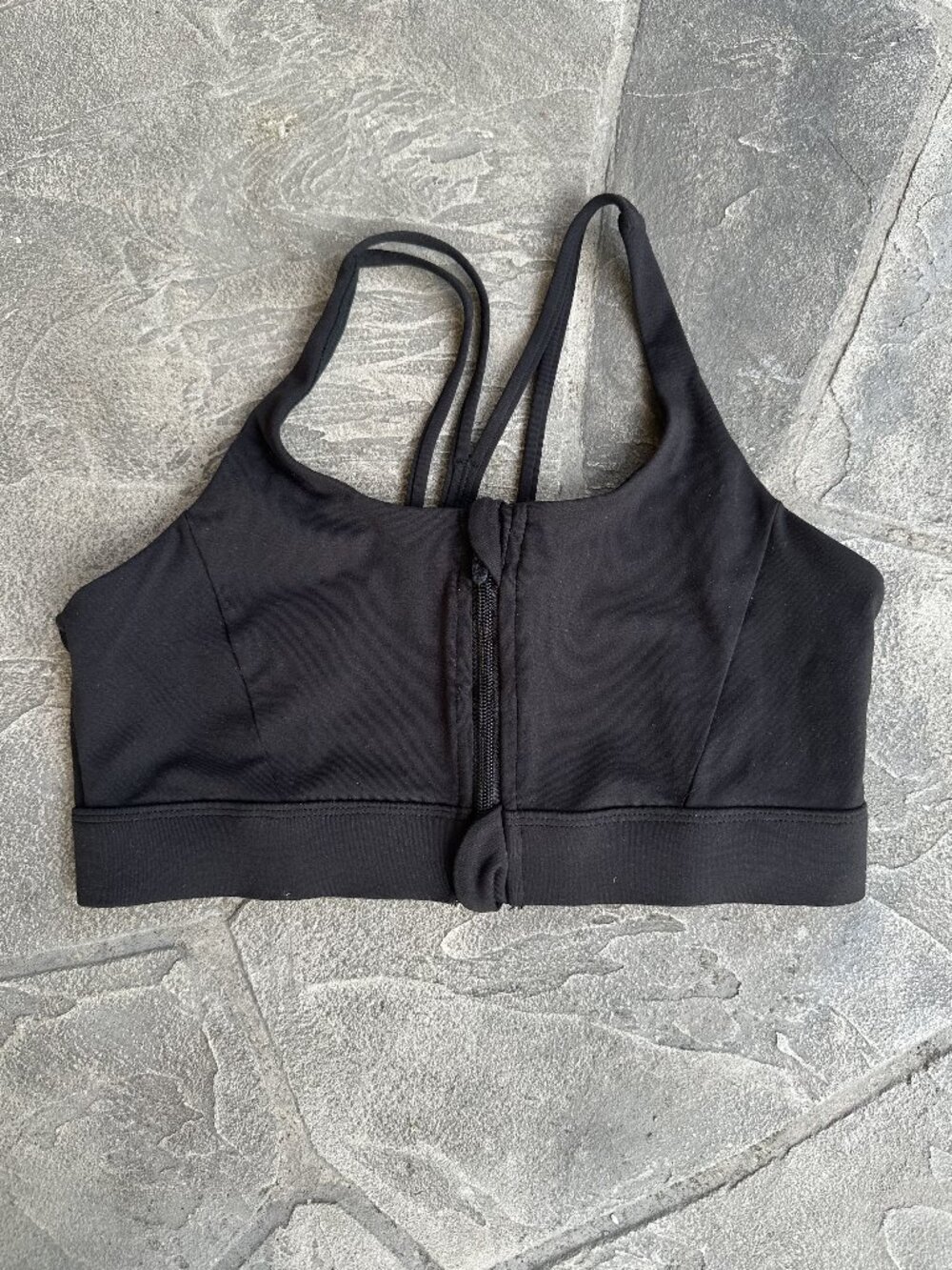 Balance‎ Athletica Black Zip Front Strappy Sports Bra - Medium